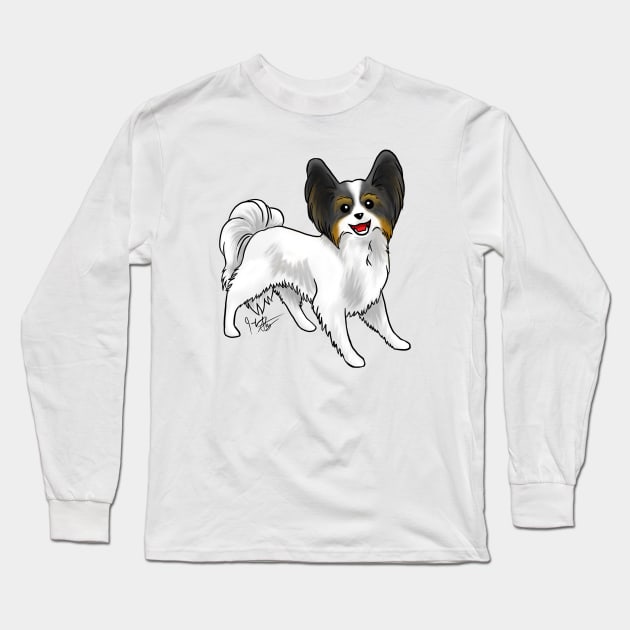 Dog - Papillon - Black and Tan Long Sleeve T-Shirt by Jen's Dogs Custom Gifts and Designs
